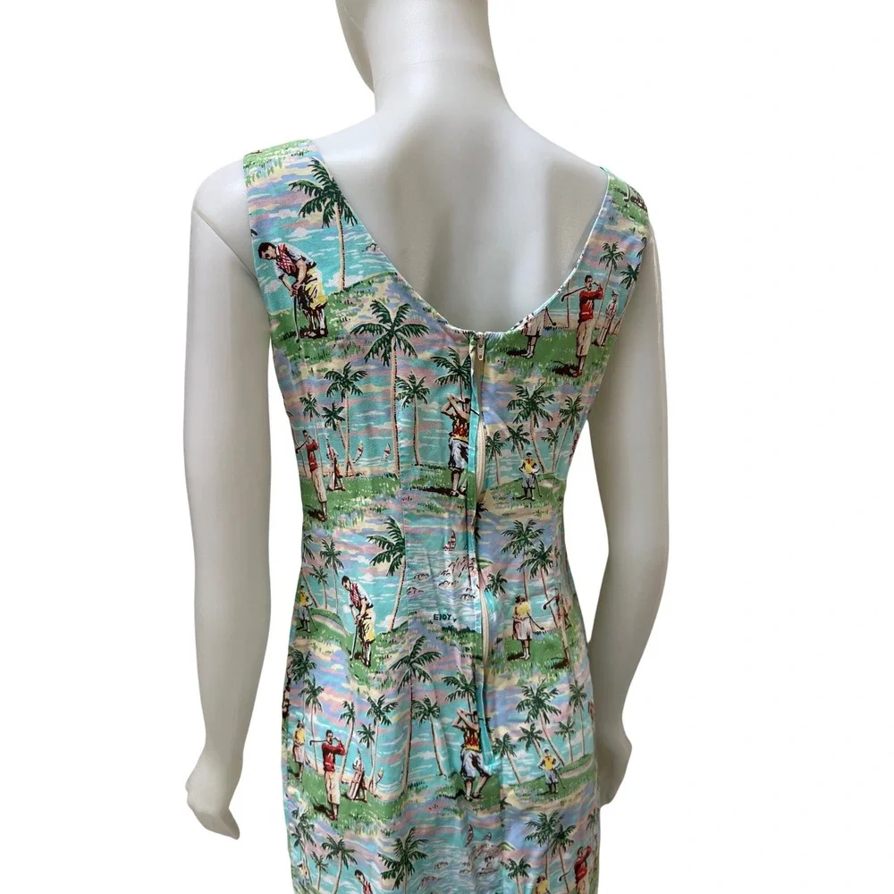 Vtg Reyn Spooner Dress Art of Eddy Y Golf Novelty Woodie Label Collectible Small